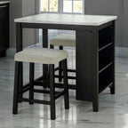 3-Piece Rectangular Dining Set with Storage and 2 Stools