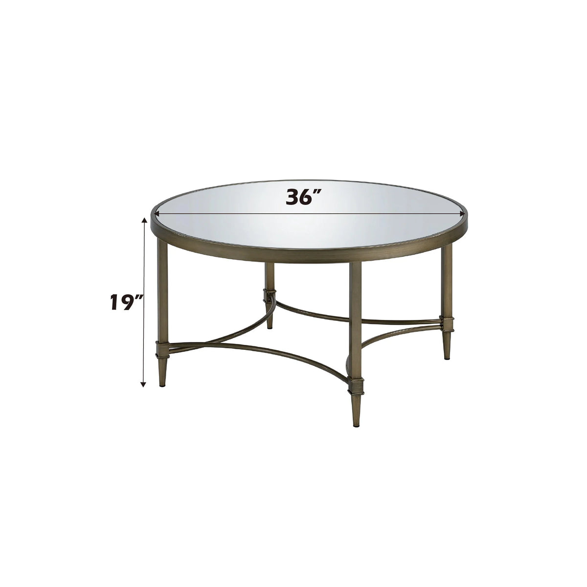 Antique Brass Mirrored Coffee Table - side view