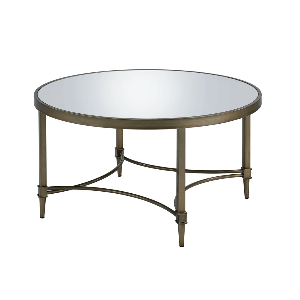 Antique Brass Mirrored Coffee Table - detail view