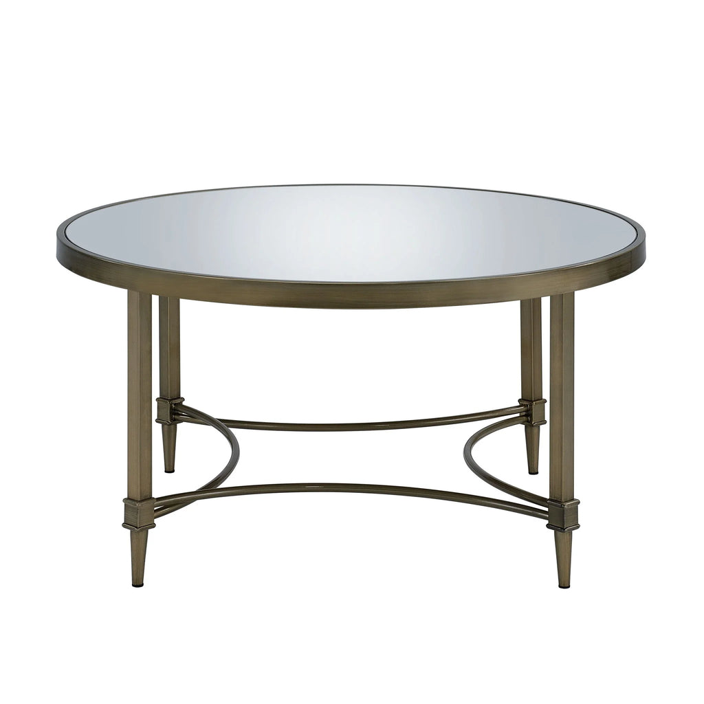 Antique Brass Mirrored Coffee Table - back view