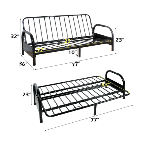 Adjustable Black Metal Sofa Frame - side view