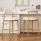 Beige Upholstered Counter Height Bar Stools - Set of 2