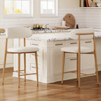 Beige Upholstered Counter Height Bar Stools - Set of 2