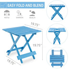 Blue Cypress Folding Square Table - side view