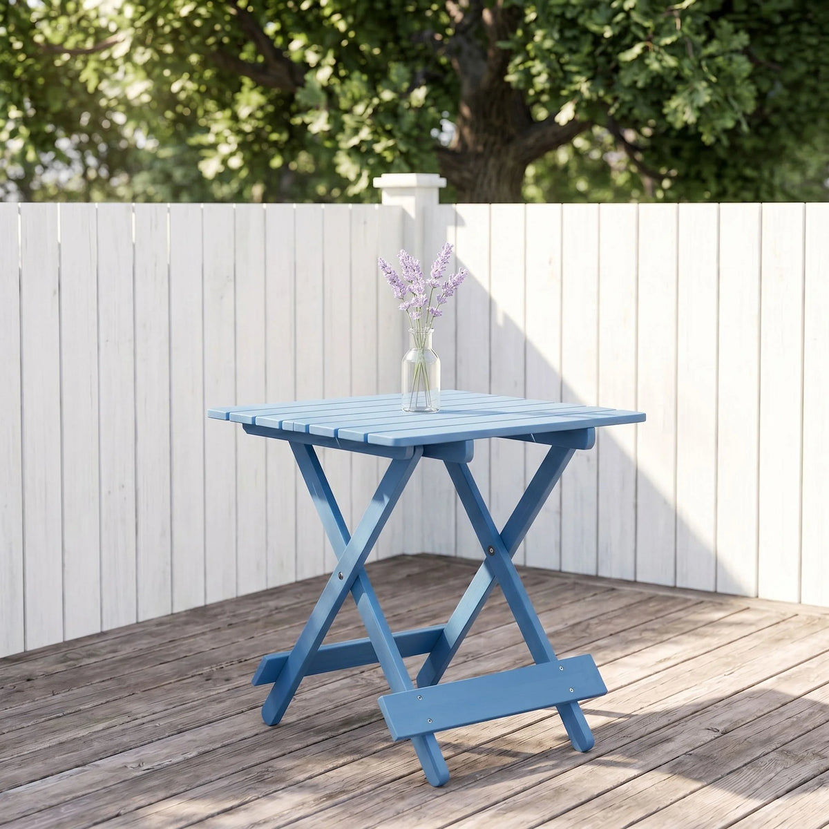 Blue Cypress Folding Square Table - detail view