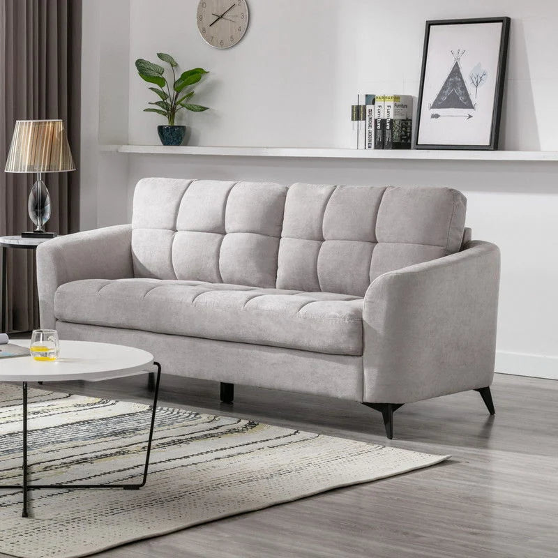 Light Gray Callie Woven Fabric Sofa in Living Room