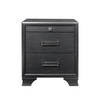 Modern gray solid wood nightstand in bedroom setting