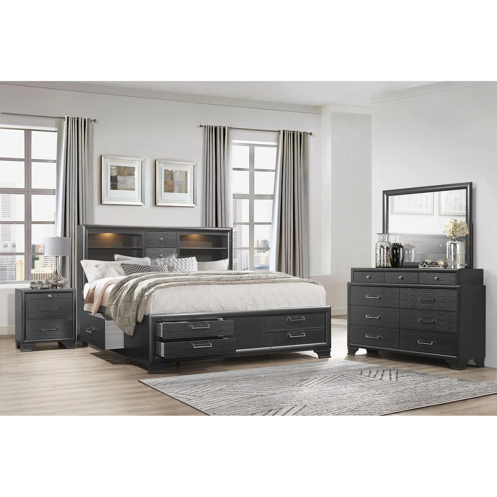 Modern Solid Wood Nightstand White - front view