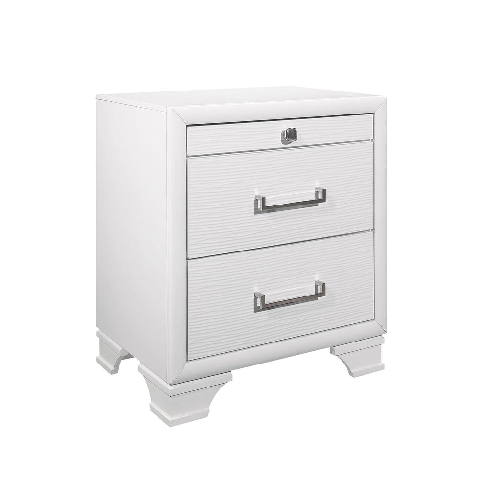 Modern Solid Wood Nightstand - in bedroom setting