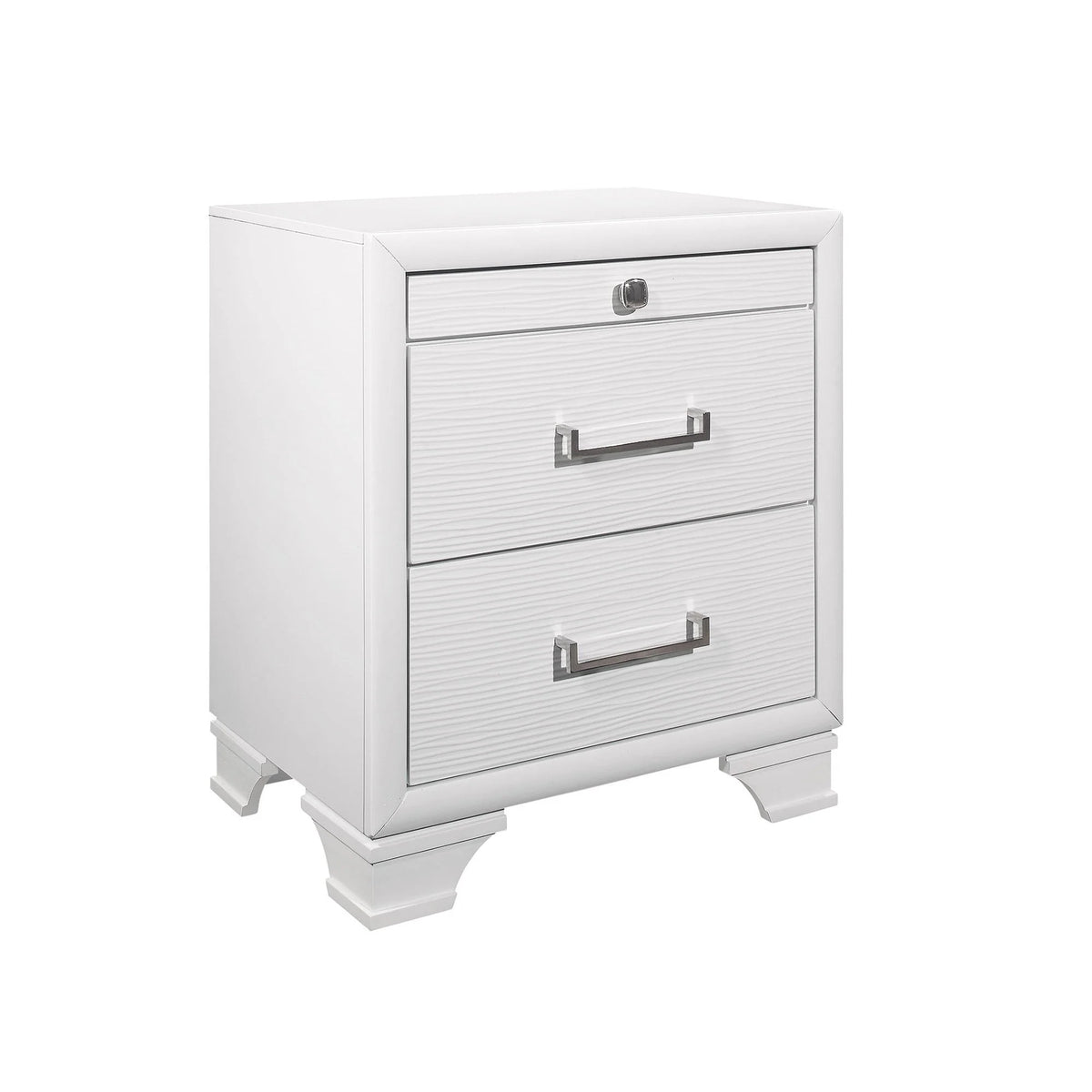 Modern Solid Wood Nightstand - in bedroom setting