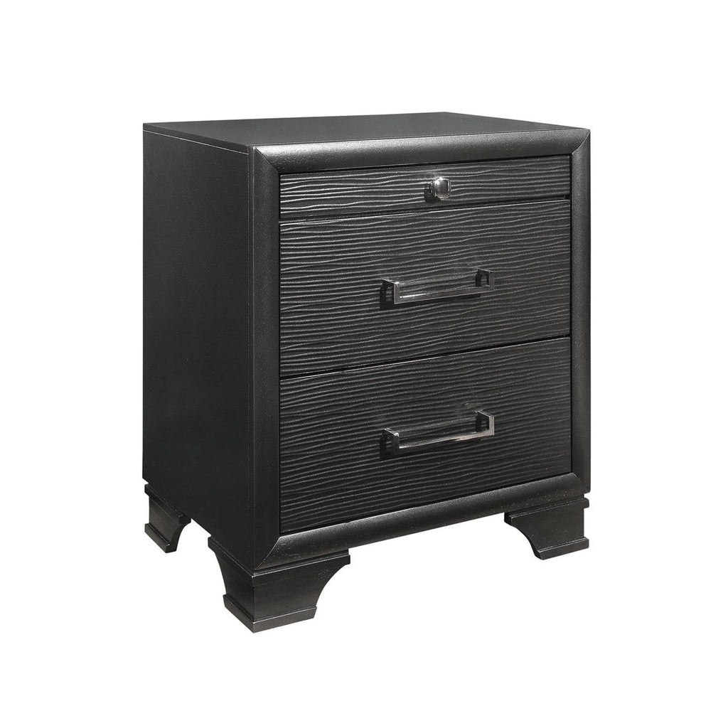 Modern Solid Wood Nightstand with Two Drawers