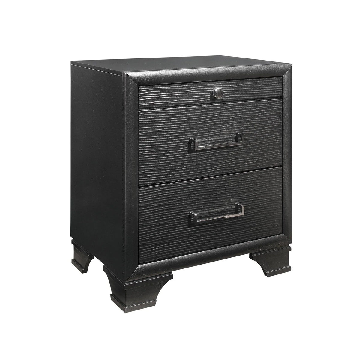 Modern Solid Wood Nightstand with Two Drawers