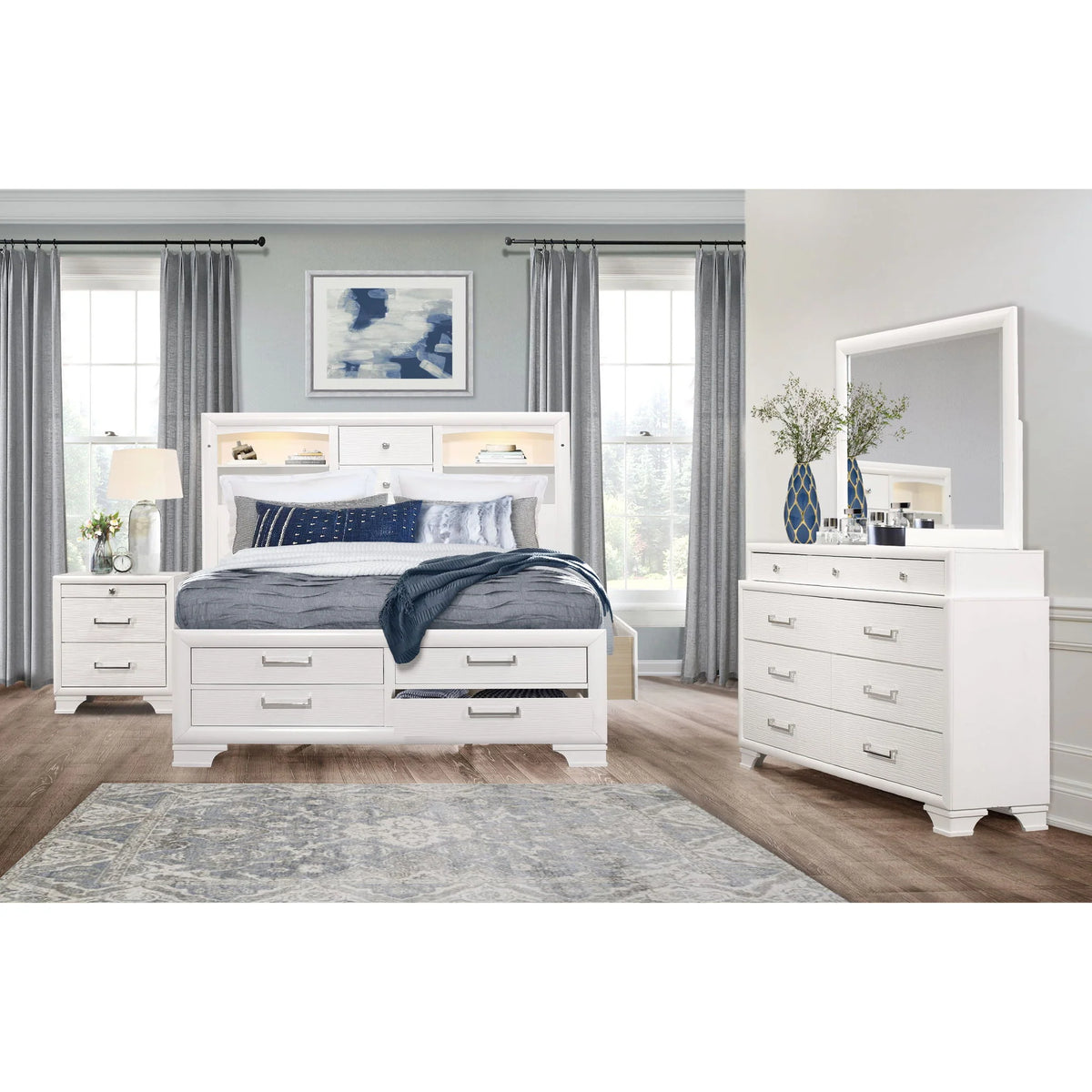 Modern Solid Wood Nightstand with Two Drawers