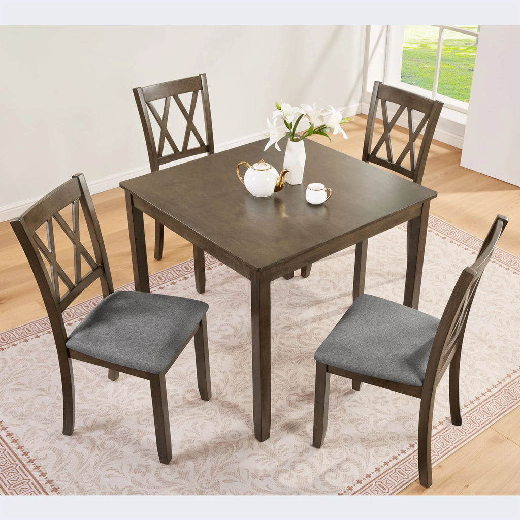 5-Piece Walnut Dining Set - side view