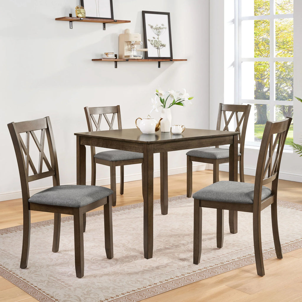5-Piece Walnut Dining Set - table detail
