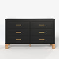 Black or White Mid-Century Modern 6-Drawer Dresser