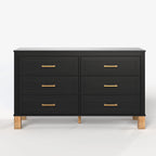 Black or White Mid-Century Modern 6-Drawer Dresser