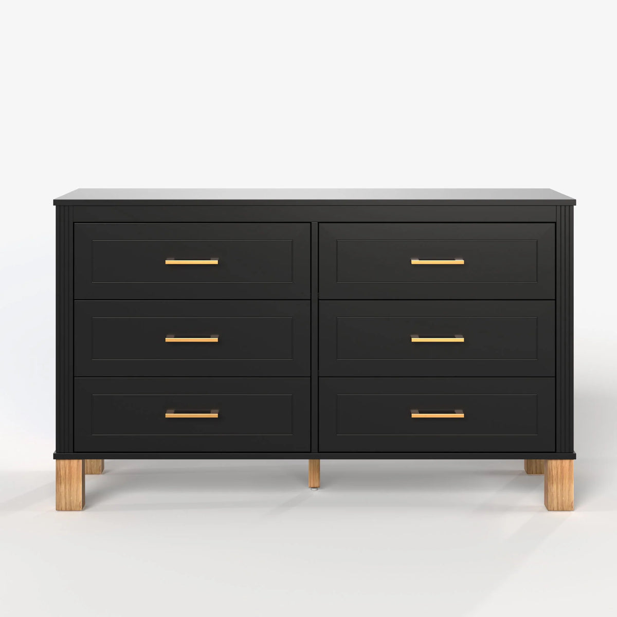 Black or White Mid-Century Modern 6-Drawer Dresser