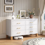 Double 6-Drawer Dresser White - front view