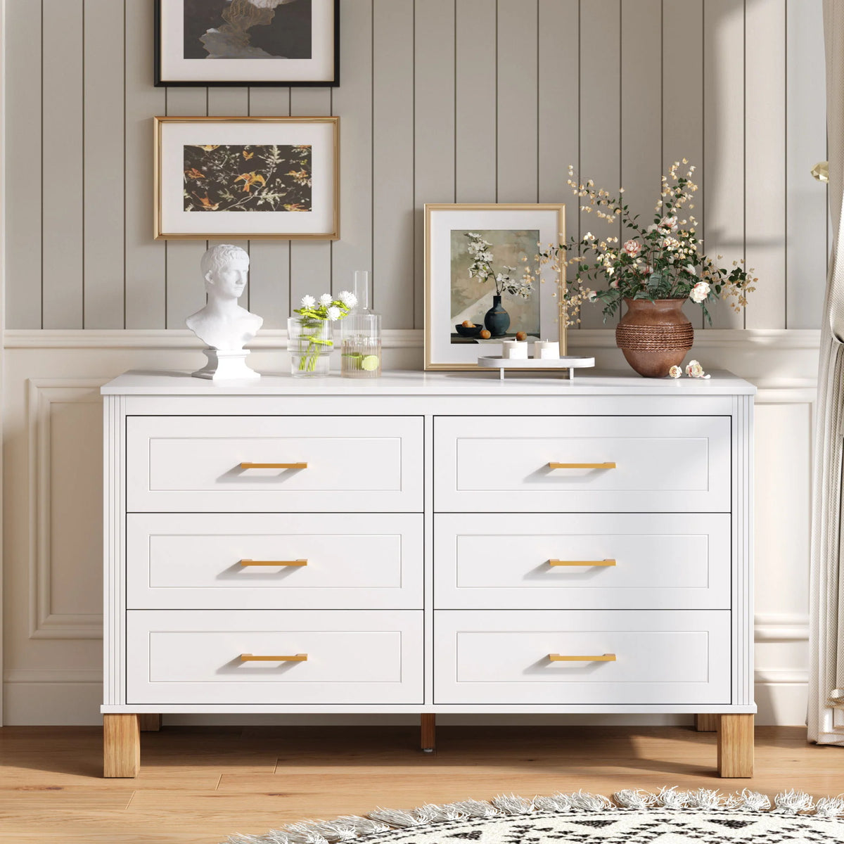 Double 6-Drawer Dresser - handle detail