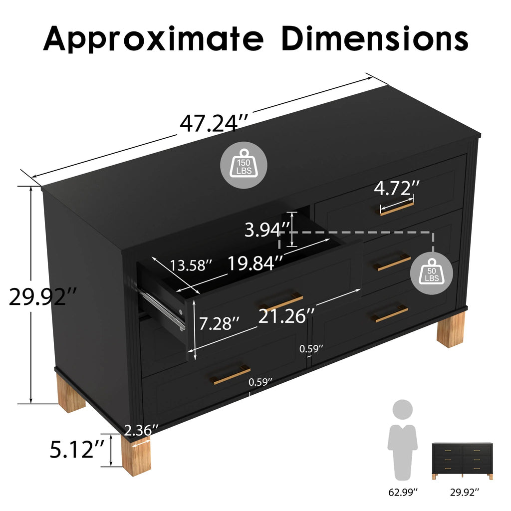 Double 6-Drawer Dresser - full view