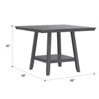Gray Counter-Height Square Dining Table with Lazy Susan