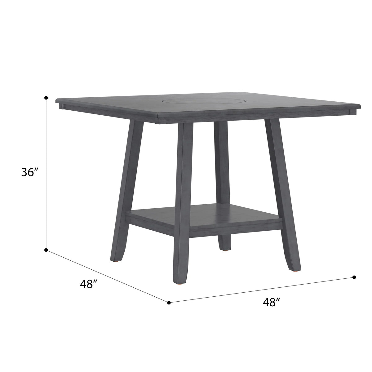 Gray Counter-Height Square Dining Table with Lazy Susan