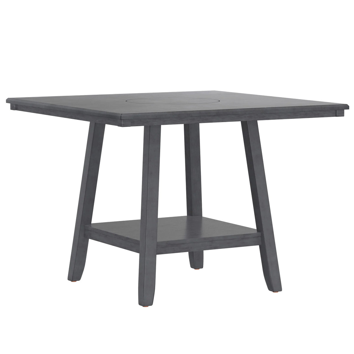 Gray Counter-Height Square Dining Table with Lazy Susan