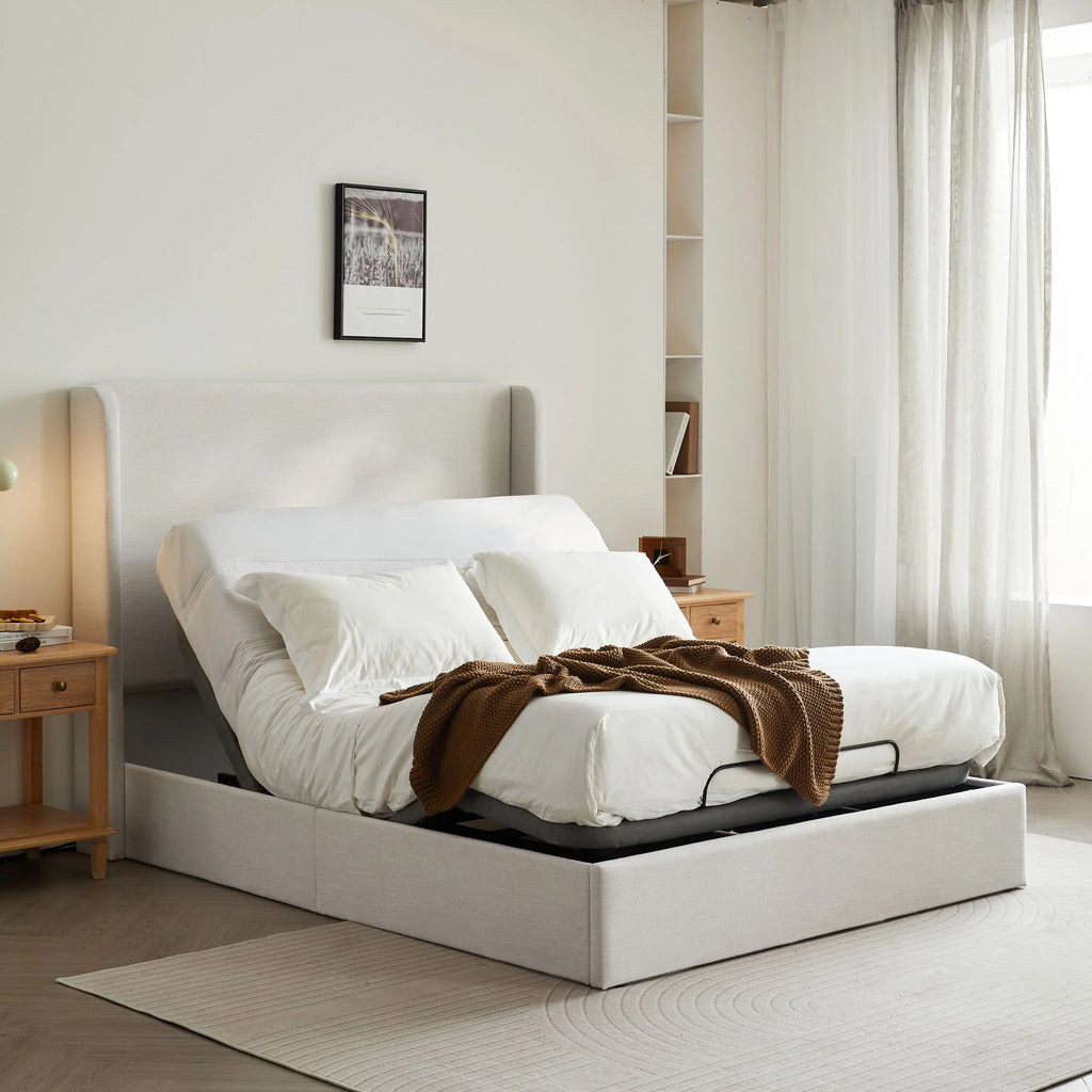 Ivory Wingback Queen Bed - adjustable base detail