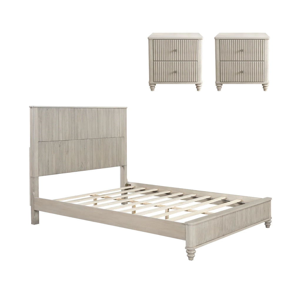 Modern 3-Piece Bedroom Set with King Bed and Nightstands in Rich Brown