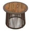 Beige Teak Conical Side Table with Woven Rope for Modern Decor