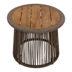 Beige Teak Conical Side Table with Woven Rope for Modern Decor