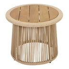 Conical Woven Rope Teak Side Table - top view
