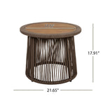 Conical Woven Rope Teak Side Table - rope detail