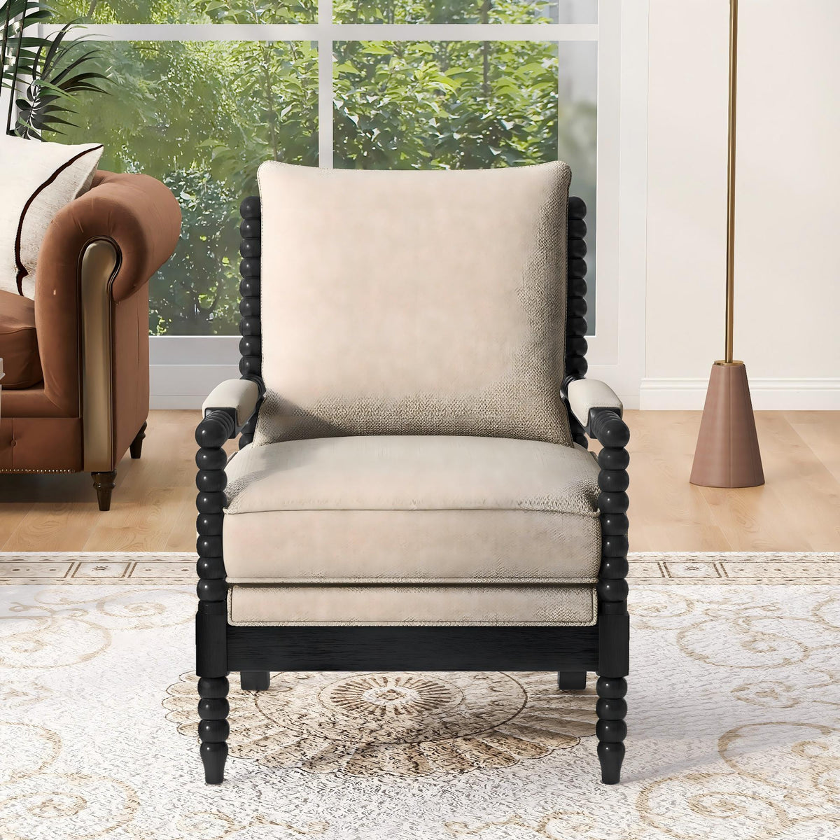 Gray Upholstered Accent Chair for Living Room