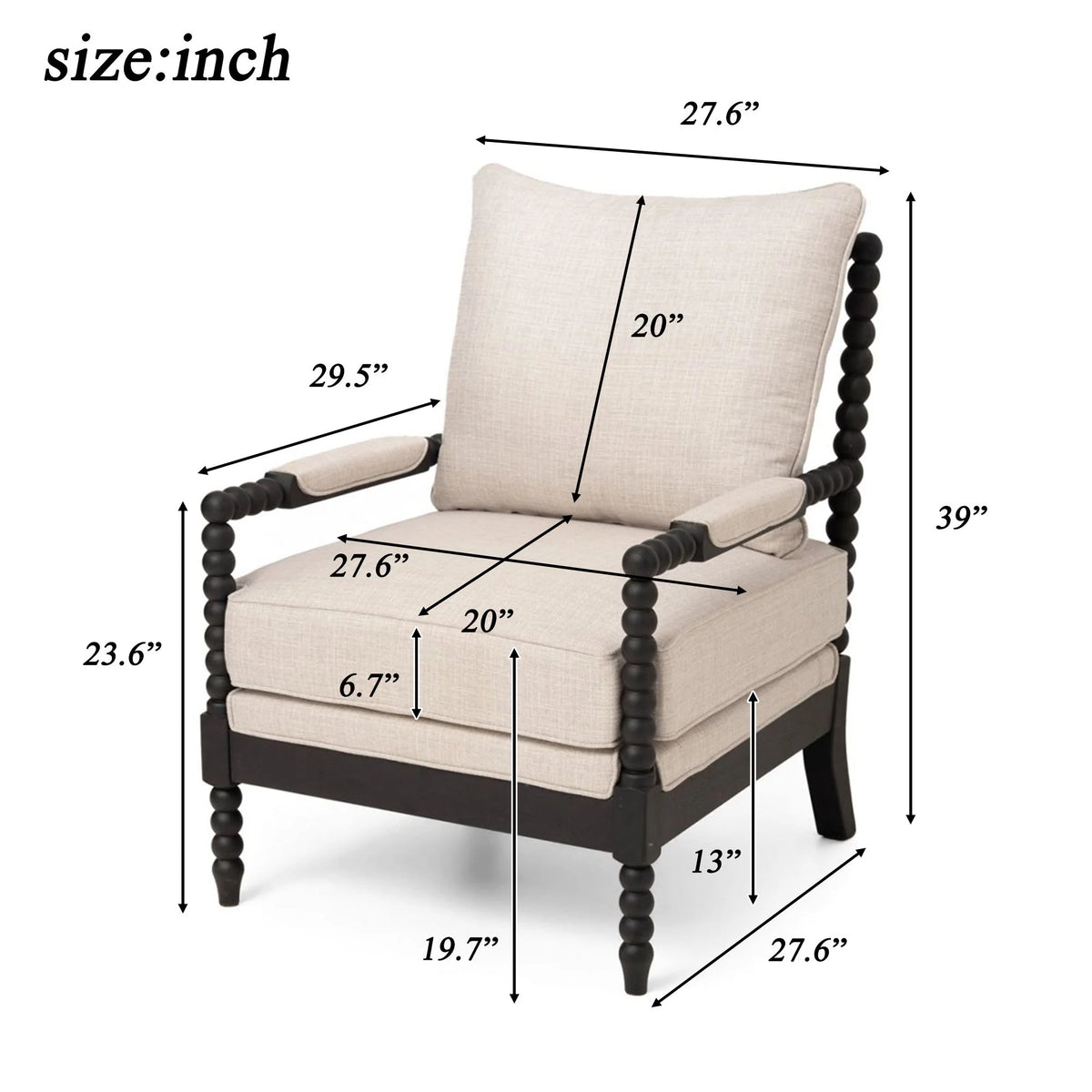 Gray Upholstered Accent Chair for Living Room