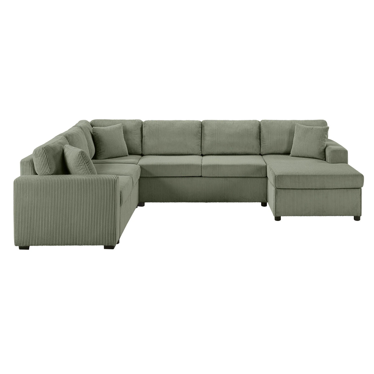 U-Shaped Sectional Sofa with Chaise Lounge and Pillows