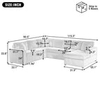 U-Shaped Sectional Sofa with Chaise Lounge and Pillows