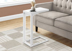 White C-shaped metal accent table for living room