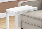 White C-Shaped Side Table with Metal Base