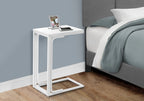 White C-Shaped Side Table with Metal Base
