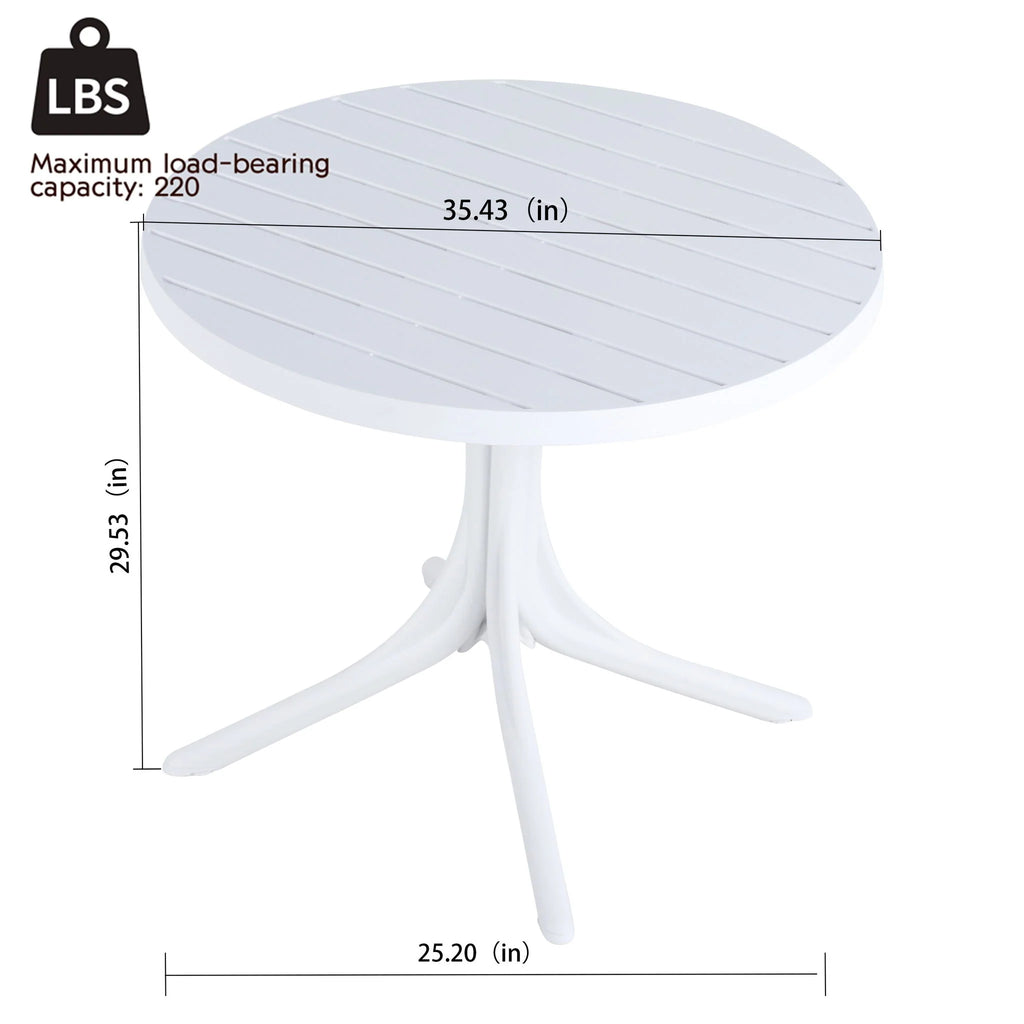 White Round Dining Table - outdoor setting