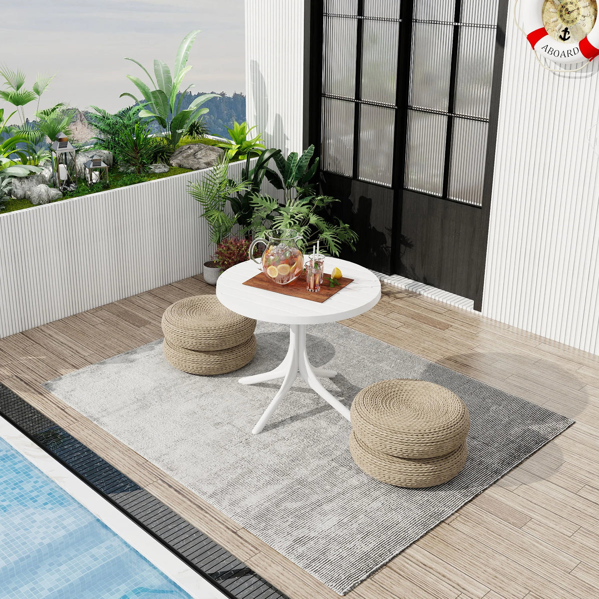 White Round Dining Table - leg detail